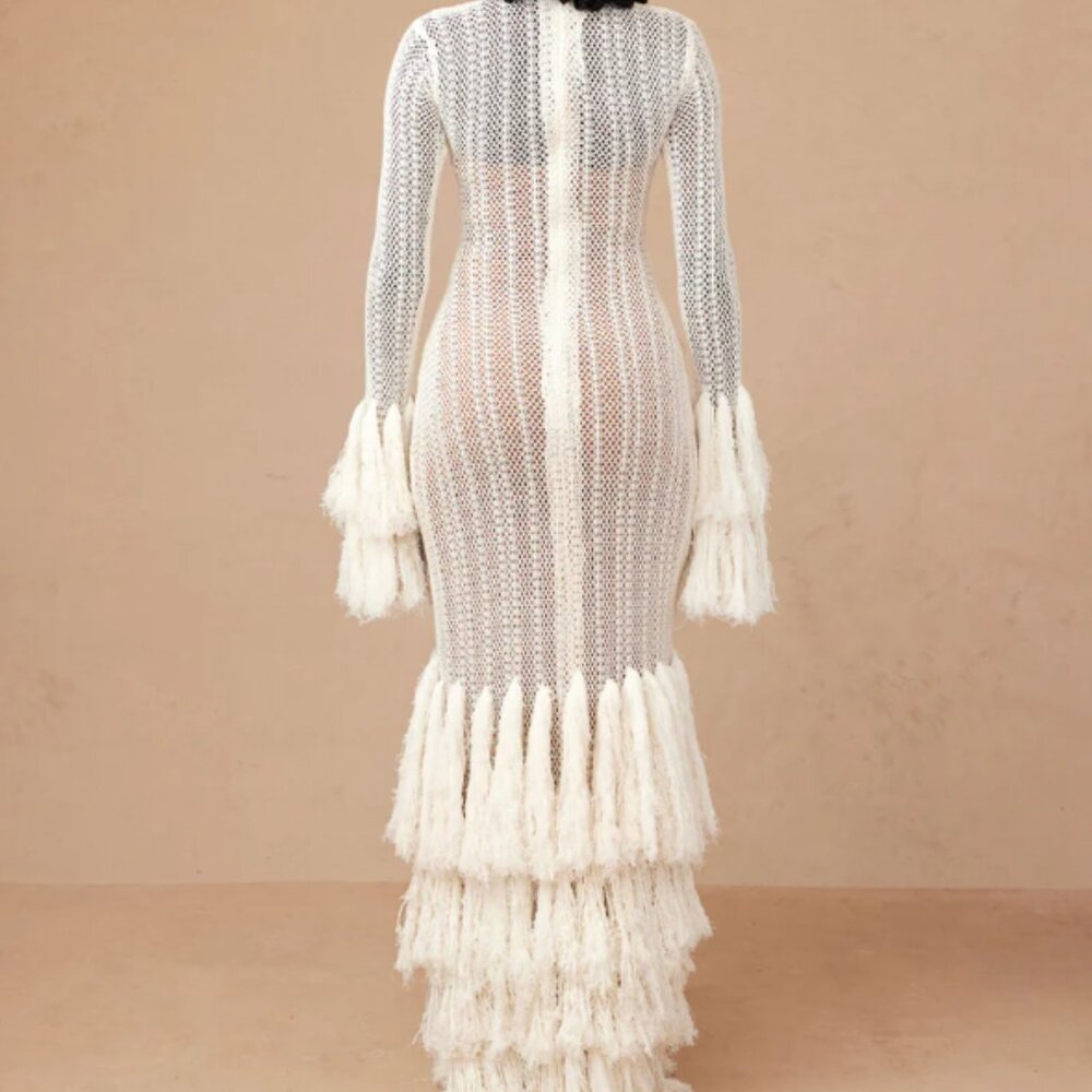 KNANFE ZURIE DRESS LONG OFF WHITE SIZE UK 10 NWT - Picture 3 of 4